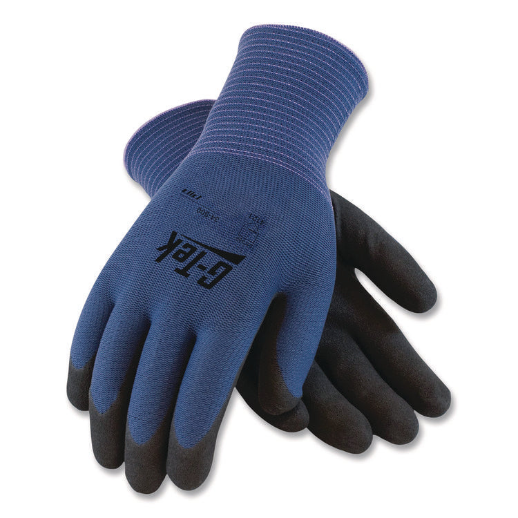Gp Nitrile-Coated Nylon Gloves, Large, Blue/black, 12 Pairs