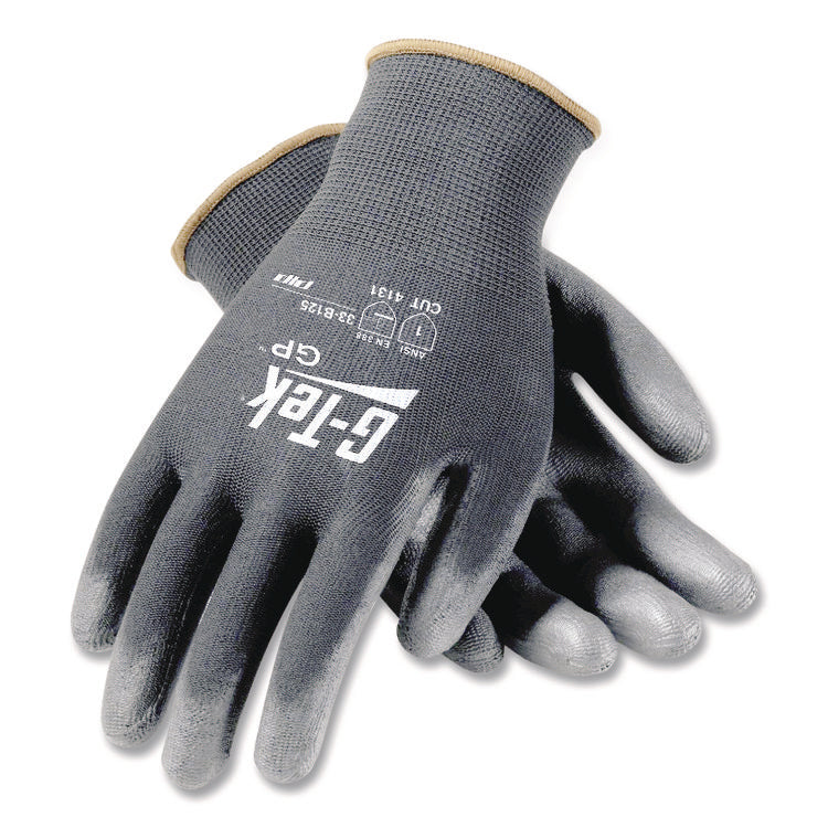 Gp Polyurethane-Coated Nylon Gloves, Large, Gray, 12 Pairs