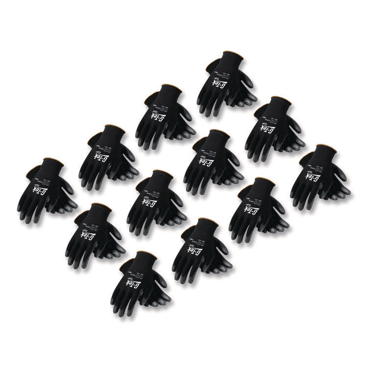 Gp Polyurethane-Coated Nylon Gloves, X-Large, Black, 12 Pairs