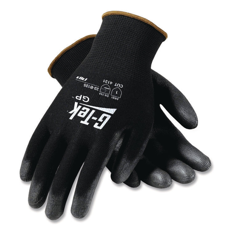 Gp Polyurethane-Coated Nylon Gloves, X-Large, Black, 12 Pairs
