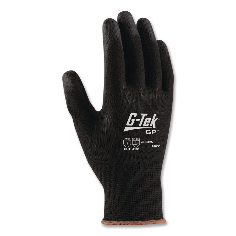 Gp Polyurethane-Coated Nylon Gloves, Medium, Black, 12 Pairs
