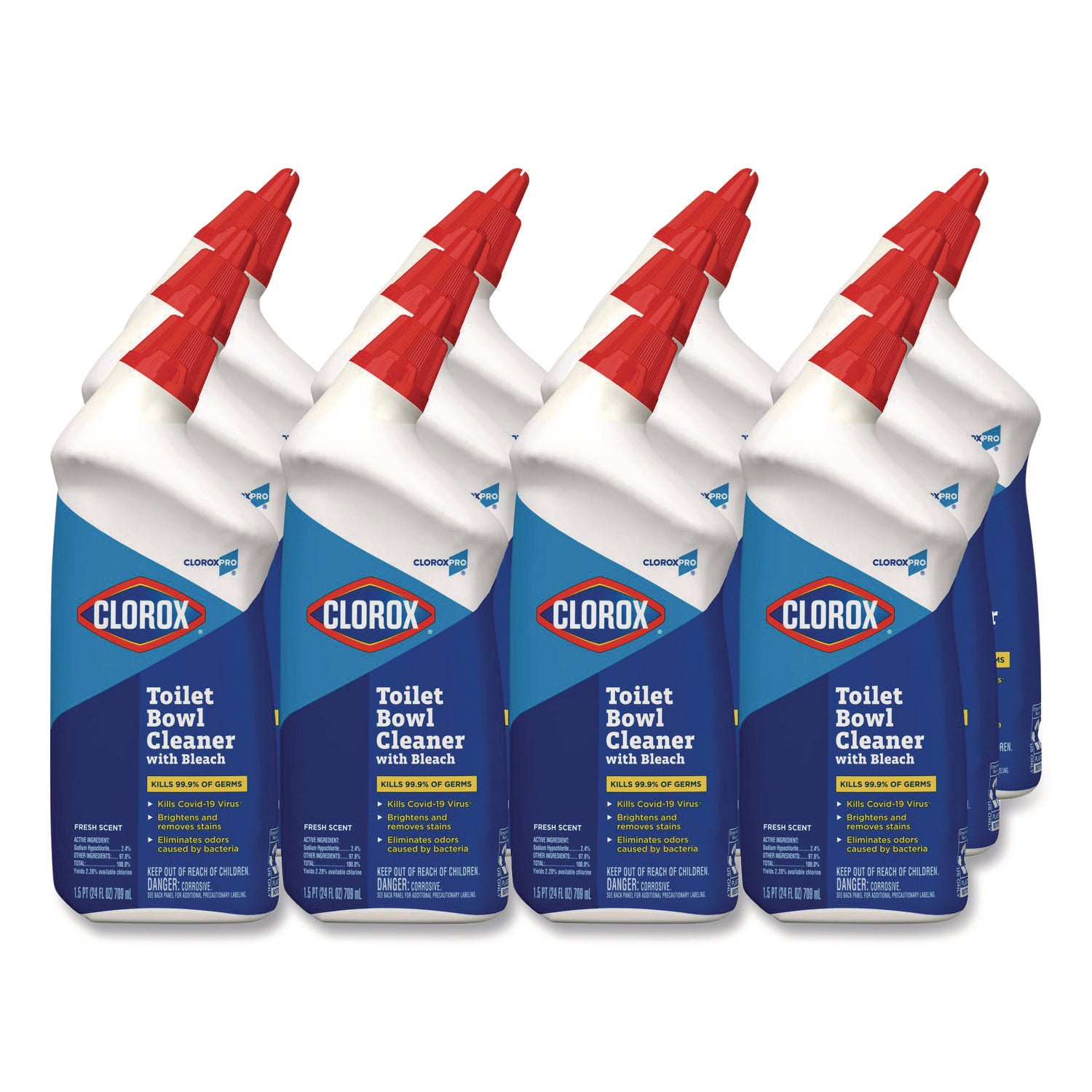Toilet Bowl Cleaner With Bleach, Fresh Scent, 24 Oz Bottle, 12/carton