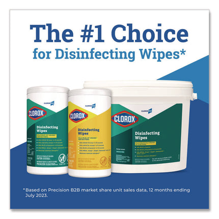 Disinfecting Wipes, 1-Ply, 7 x 8, Lemon Fresh, White, 75/Canister