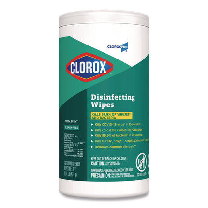 Disinfecting Wipes, 1-Ply, Fresh Scent, 7 x 8, White, 75/Canister, 6 Canisters/Carton