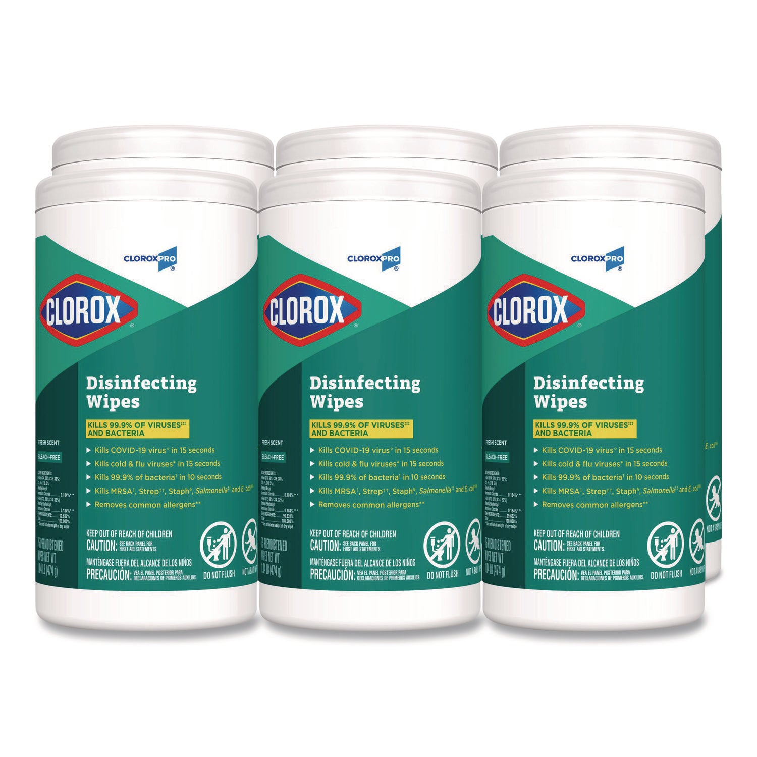 Disinfecting Wipes, 1-Ply, Fresh Scent, 7 x 8, White, 75/Canister, 6 Canisters/Carton