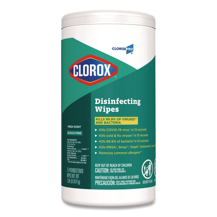 Disinfecting Wipes, 1-Ply, 7 x 8, Fresh Scent, White, 75/Canister