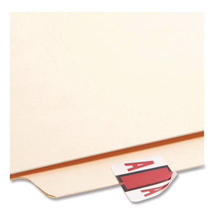 A-Z Color-Coded End Tab Filing Labels, A, 1 X 1.25, White, 500/roll