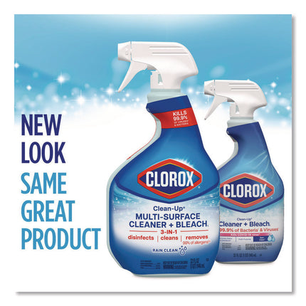 Clean-Up Multi-Surface Cleaner with Bleach, 32 oz Spray Bottle, Rain Clean Scent, 9/Carton