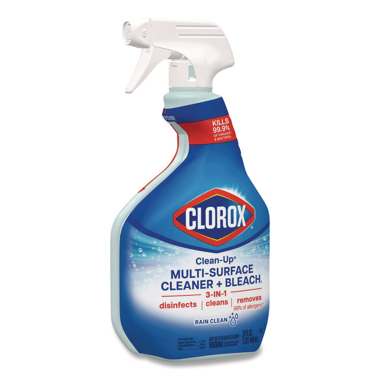 Clean-Up Multi-Surface Cleaner with Bleach, 32 oz Spray Bottle, Rain Clean Scent, 9/Carton