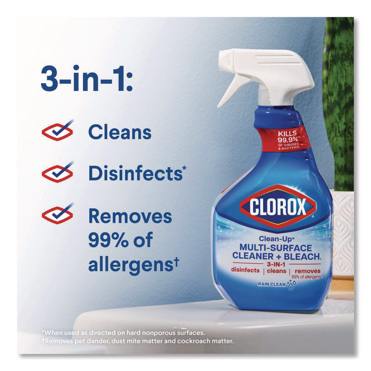 Clean-Up Multi-Surface Cleaner with Bleach, 32 oz Spray Bottle, Rain Clean Scent, 9/Carton