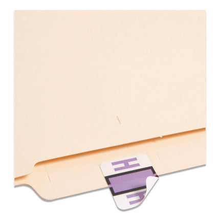 A-Z Color-Coded End Tab Filing Labels, H, 1 X 1.25, White, 500/roll