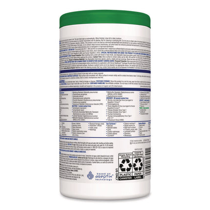 Hydrogen Peroxide Cleaner Disinfectant Wipes, 6.75 x 9, White, 95/Canister