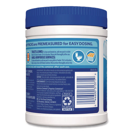 Zero Splash Bleach Packs, Regular, 12 Packs/Canister, 6 Canisters/Carton