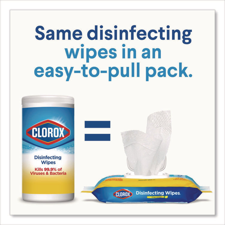 Disinfecting Wipes, Easy Pull Pack, 1-Ply, 8 x 7, Lemon Scent, White, 75 Towels/Box, 6 Boxes/Carton
