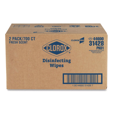 Disinfecting Wipes, 1-Ply, 7 x 8, Fresh Scent, White, 700/Bag Refill, 2 Bags/Carton