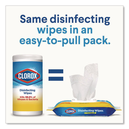 Disinfecting Cleaning Wipes, Flex Pack, 1-Ply, 8 x 7, Fresh Scent, White, 75 Towels/Box, 6 Boxes/Carton