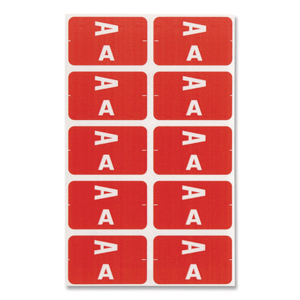 Alphaz Color-Coded Second Letter Alphabetical Labels, A, 1 X 1.63, Red, 10/sheet, 10 Sheets/pack