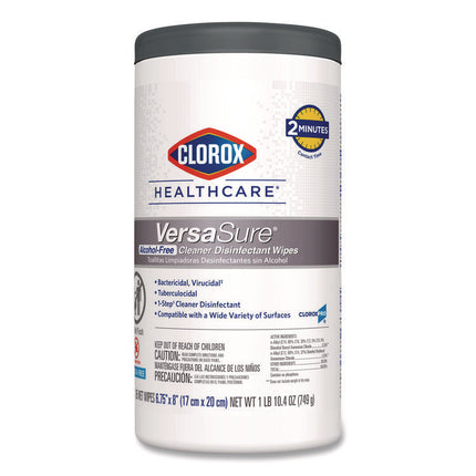 VersaSure Cleaner Disinfectant Wipes, 1-Ply, 6.75 x 8, Fragranced, White, 85/Canister, 6 Canisters/Carton