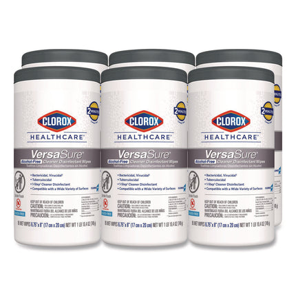 VersaSure Cleaner Disinfectant Wipes, 1-Ply, 6.75 x 8, Fragranced, White, 85/Canister, 6 Canisters/Carton