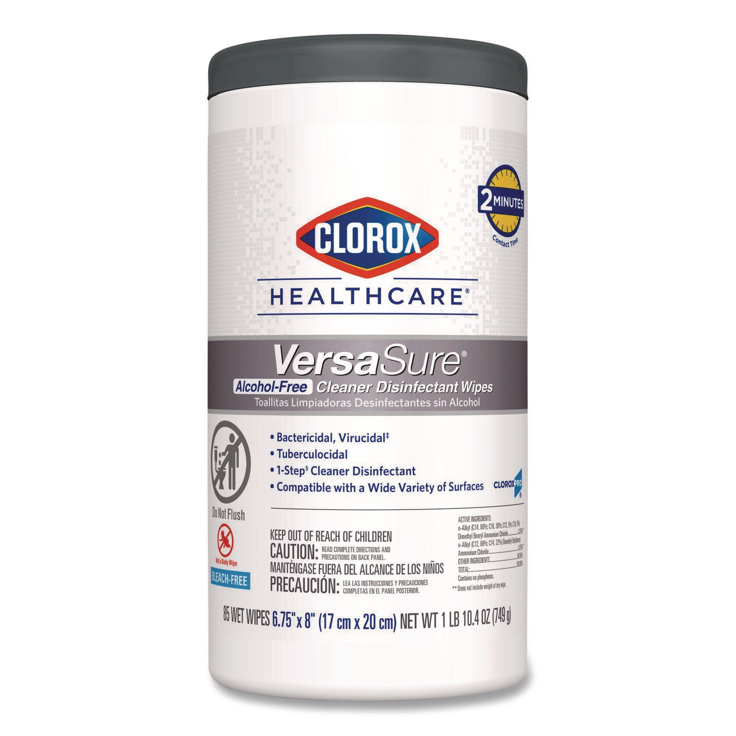 VersaSure Cleaner Disinfectant Wipes, 1-Ply, 6.75 x 8, Original Scent, White, 85 Towels/Can