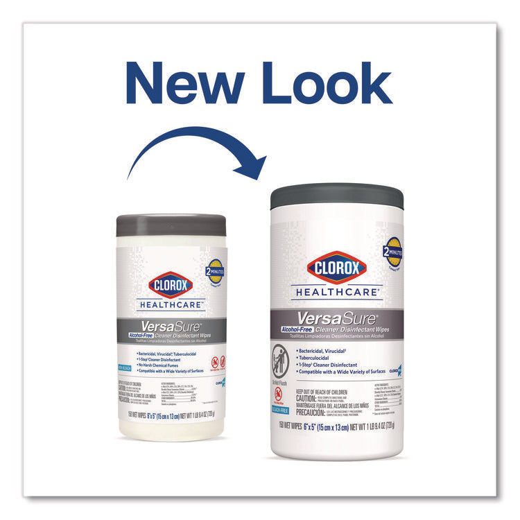 VersaSure Cleaner Disinfectant Wipes, 1-Ply, 6 x 5, Fragranced, White, 150/Canister, 6 Canisters/Carton