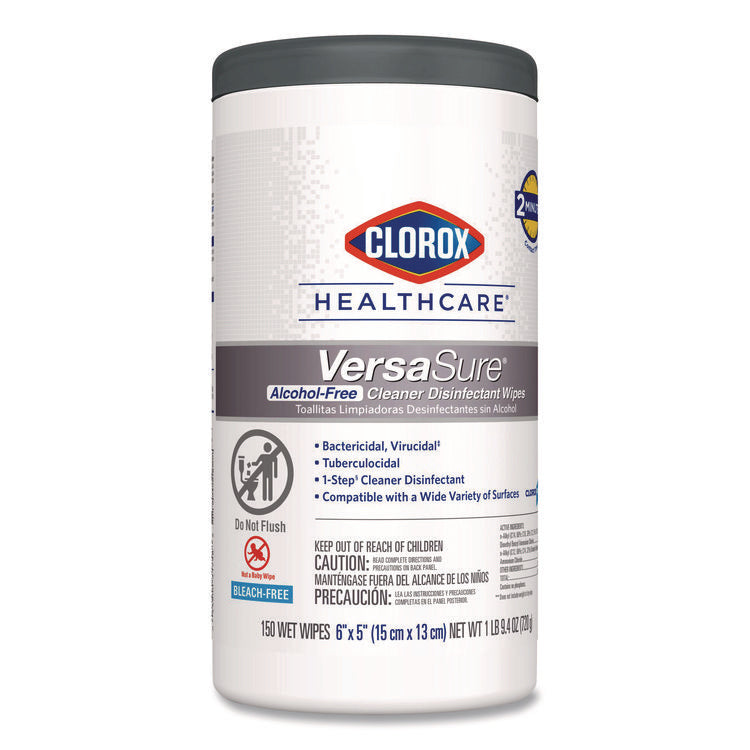 VersaSure Cleaner Disinfectant Wipes, 1-Ply, 6 x 5, Fragranced, White, 150/Canister, 6 Canisters/Carton