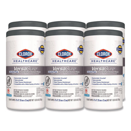 VersaSure Cleaner Disinfectant Wipes, 1-Ply, 6 x 5, Fragranced, White, 150/Canister, 6 Canisters/Carton