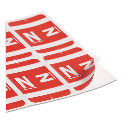 Alphaz Color-Coded Second Letter Alphabetical Labels, N, 1 X 1.63, Red, 10/sheet, 10 Sheets/pack