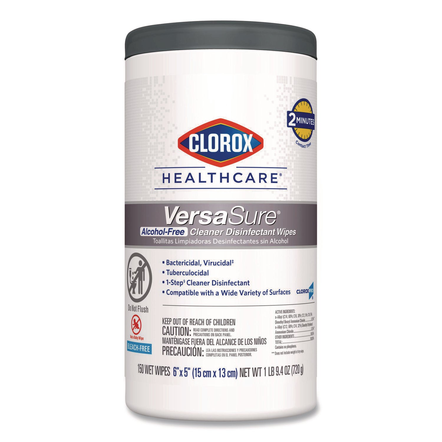 VersaSure Cleaner Disinfectant Wipes, 1-Ply, 6 x 5, Fragranced, White, 150 Towels/Canister