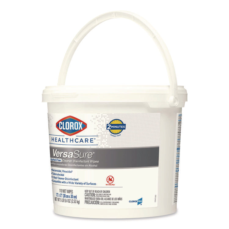 VersaSure Cleaner Disinfectant Wipes, 1-Ply, 12 x 12, Fragranced, White, 110/Bucket