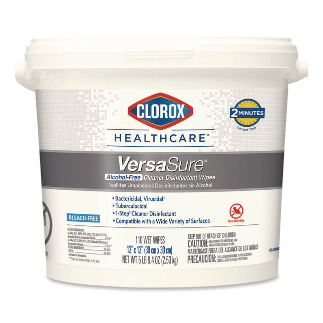 VersaSure Cleaner Disinfectant Wipes, 1-Ply, 12 x 12, Fragranced, White, 110/Bucket