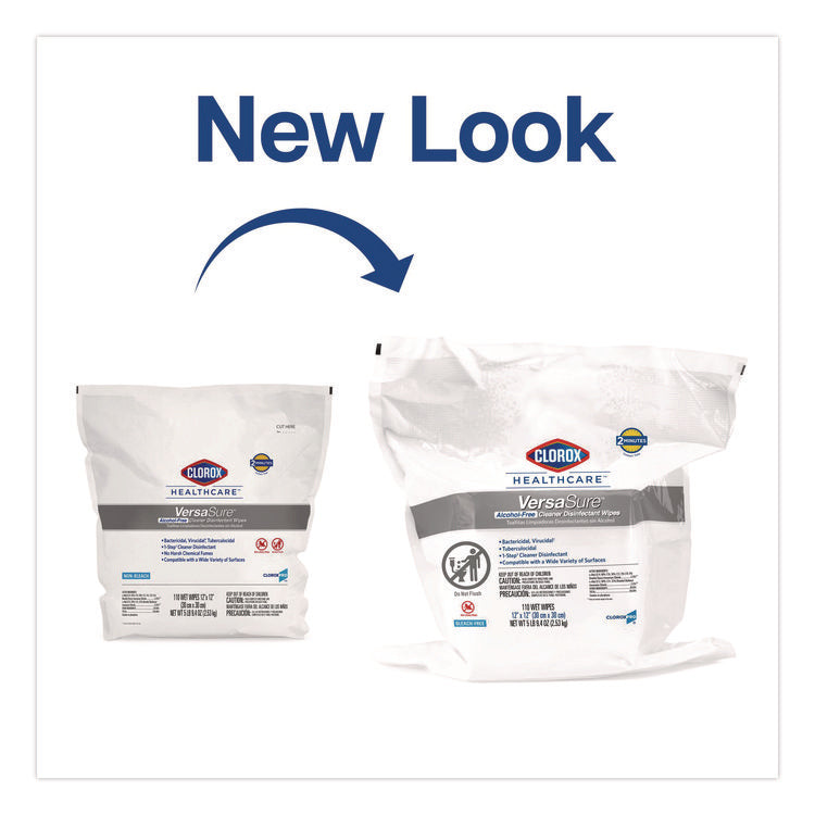 VersaSure Cleaner Disinfectant Wipes, Refill, 1-Ply, 12 x 10, Fragranced, White, 110/Pouch, 2 Pouches/Carton