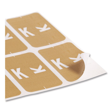 Alphaz Color-Coded Second Letter Alphabetical Labels, K, 1 X 1.63, Light Brown, 10/sheet, 10 Sheets/pack