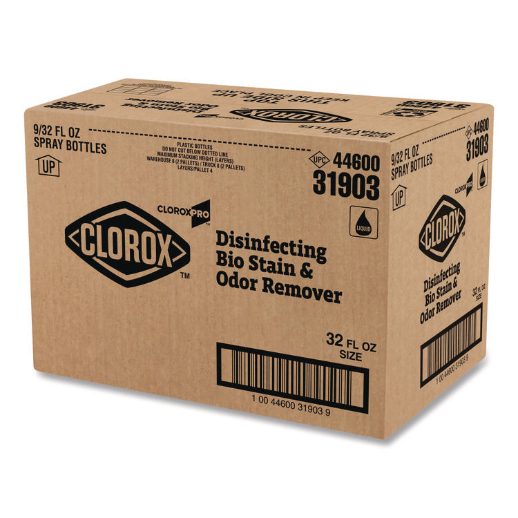 Disinfecting Bio Stain And Odor Remover, Fragranced, 32 Oz Spray Bottle, 9/carton