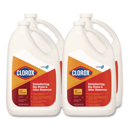 Disinfecting Bio Stain and Odor Remover, Fragranced, 128 oz Refill Bottle, 4/Carton