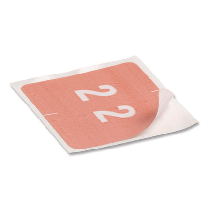 Numerical End Tab File Folder Labels, 2, 1.5 X 1.5, Pink, 250/roll