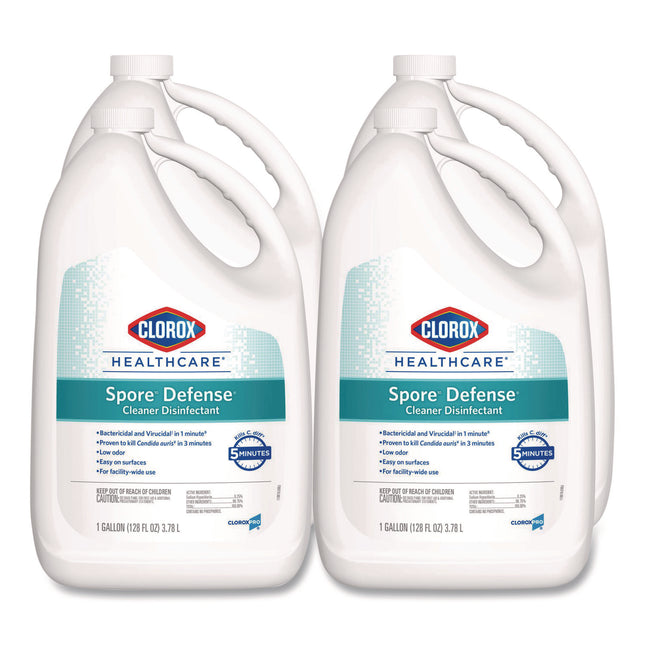 Spore Defense Cleaner Disinfectant, Open System, 1 gal Refill Bottle, 4/Carton