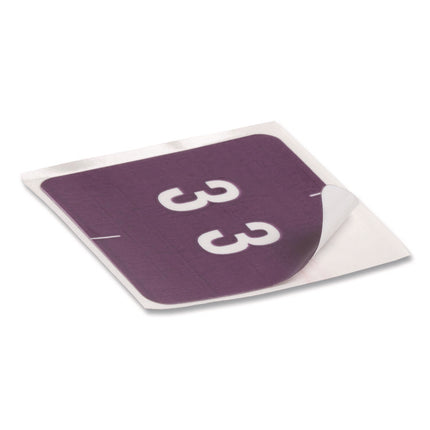 Numerical End Tab File Folder Labels, 3, 1.5 X 1.5, Purple, 250/roll