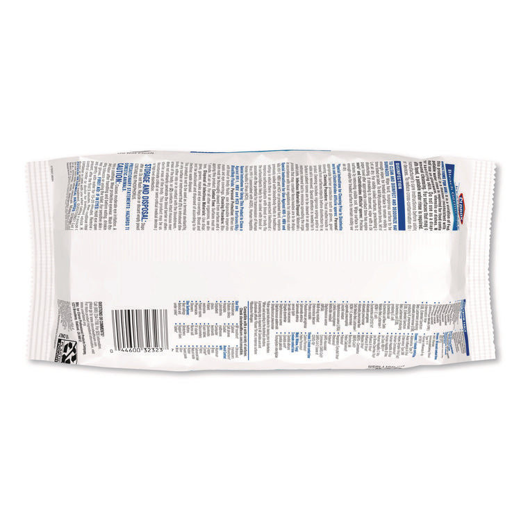 Bleach Germicidal Wipes, Disinfectant Wipes, 1-Ply, 6.75 x 9, Unscented, White, 100 Wipes/Flex-Pack, 6 Flex-Packs/Carton