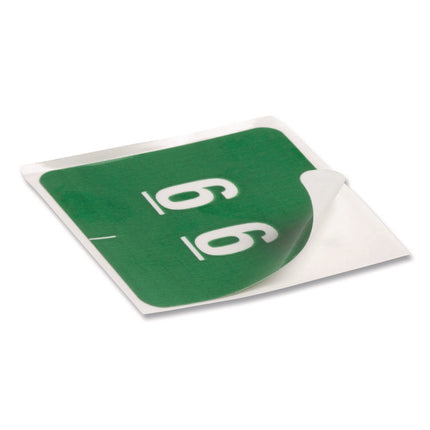 Numerical End Tab File Folder Labels, 6, 1.5 X 1.5, Green, 250/roll