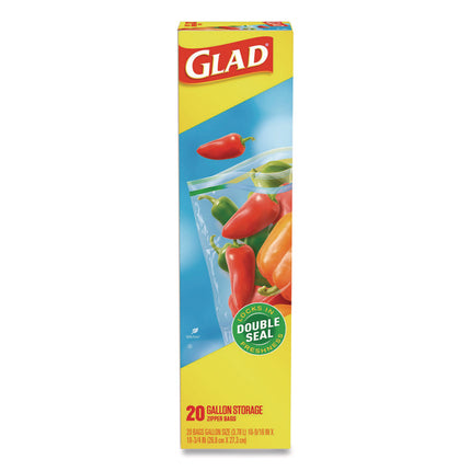 Zipper Food Storage Plastic Bags, Gallon Size, 10.75 x 10.19, Clear, 20 Bags/Box, 12 Boxes/Carton