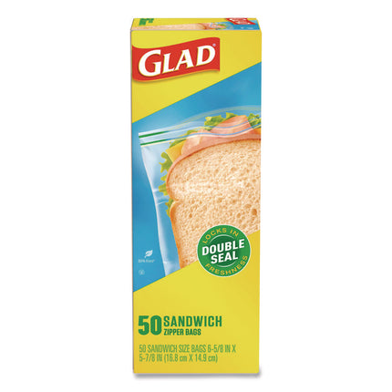 Zipper Food Storage Plastic Sandwich Bags, 6.63 x 5.88, Clear, 50 Bags/Box, 12 Boxes/Carton