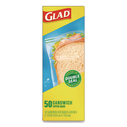 Zipper Food Storage Plastic Sandwich Bags, 6.63 x 5.88, Clear, 50 Bags/Box, 12 Boxes/Carton