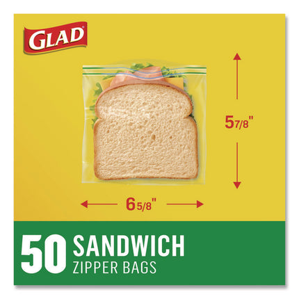 Zipper Food Storage Plastic Sandwich Bags, 6.63 x 5.88, Clear, 50 Bags/Box, 12 Boxes/Carton