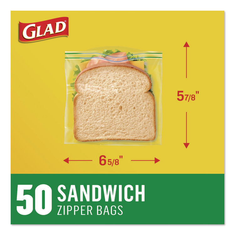 Zipper Food Storage Plastic Sandwich Bags, 6.63 x 5.88, Clear, 50 Bags/Box