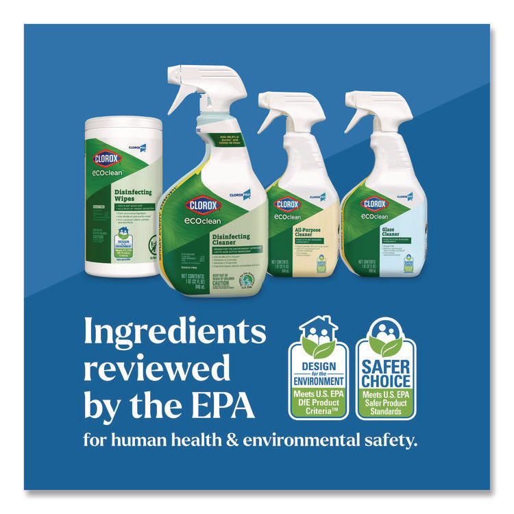 Clorox Pro EcoClean Disinfecting Cleaner, Unscented, 128 oz Refill Bottle, 4/Carton
