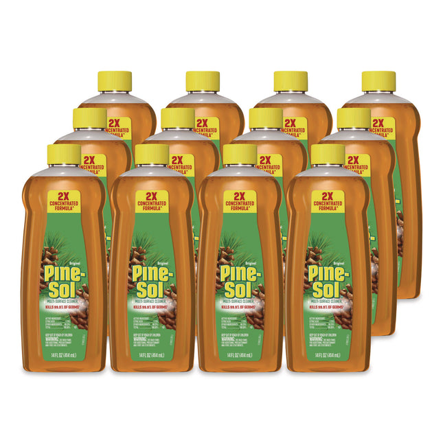 Multi-Surface Cleaner Disinfectant Concentrated, Pine Scent, 14 oz Bottle, 12/Carton