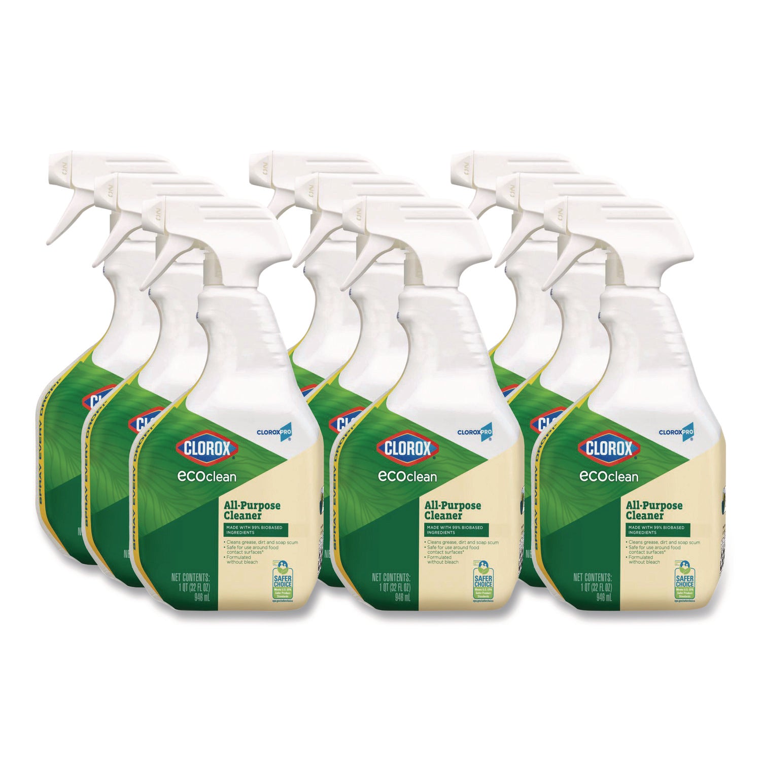 Clorox Pro EcoClean All-Purpose Cleaner, Unscented, 32 oz Spray Bottle, 9/Carton
