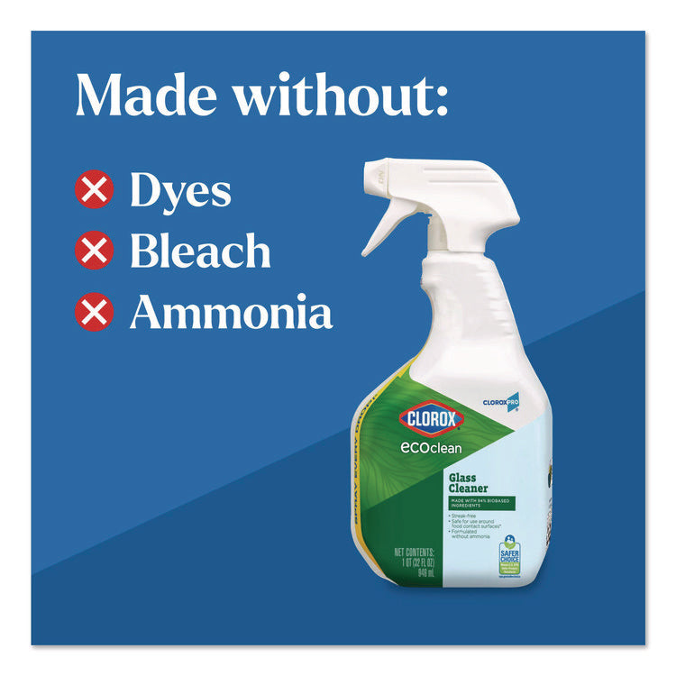 Clorox Pro EcoClean Glass Cleaner, Unscented, 32 oz Spray Bottle
