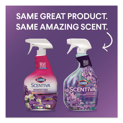 Scentiva Disinfecting Multi-Surface Cleaner, Bleach Free, Lavender and Jasmine, 32 oz Spray Bottle, 9/Carton